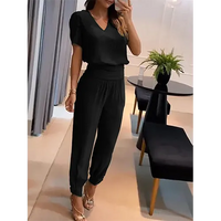 Trendiger Damen-Jumpsuit mit kurzen Ärmeln und weitem Bein - Alina