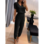 Trendiger Damen-Jumpsuit mit kurzen Ärmeln und weitem Bein - Alina