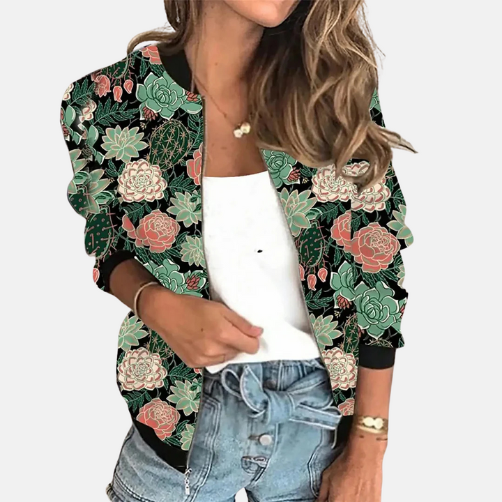 Damen Retro Bomberjacke mit Print - Zoë