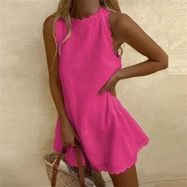 Stilvolles Bequemes Leinenkleid | Rundhalsausschnitt