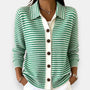 Striped Button Cardigan with Ribbed Cuffs 2