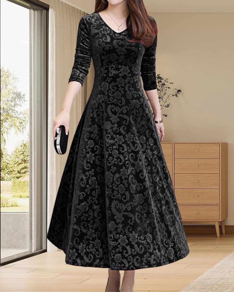 Midi-Kleid mit A-Linie & V-Ausschnitt – Amara