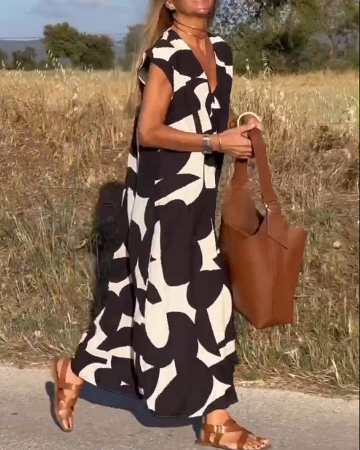 V-Ausschnitt Maxikleid mit Print - Bella