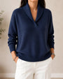 Soft V-Neck Sweater with Shawl Collar 7