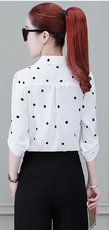 Stylish women's chiffon blouse with buttons & turned-down collar – Fenya