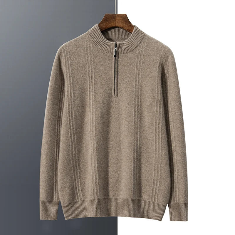 Warmer legerer Herrenpullover mit halbem Reißverschluss - Logan