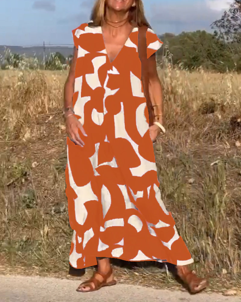 V-Ausschnitt Maxikleid mit Print - Bella