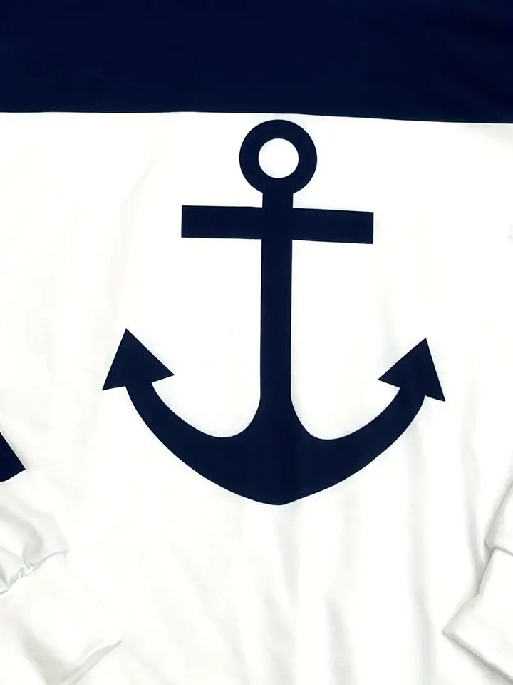 Hoodie with Anchor Print - Nautical Vibes