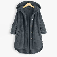 Trendige geschnittene Fleecejacke mit Kapuze - FleeceLux