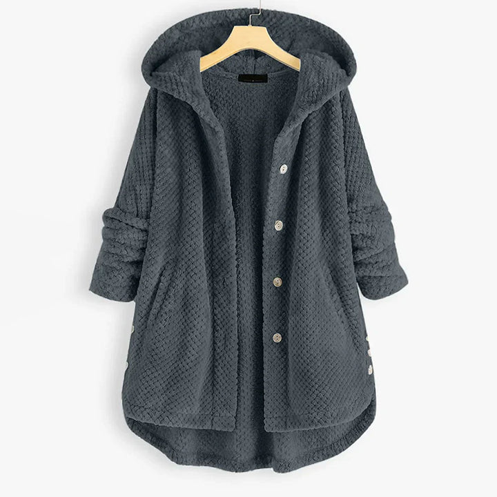 Trendige geschnittene Fleecejacke mit Kapuze - FleeceLux