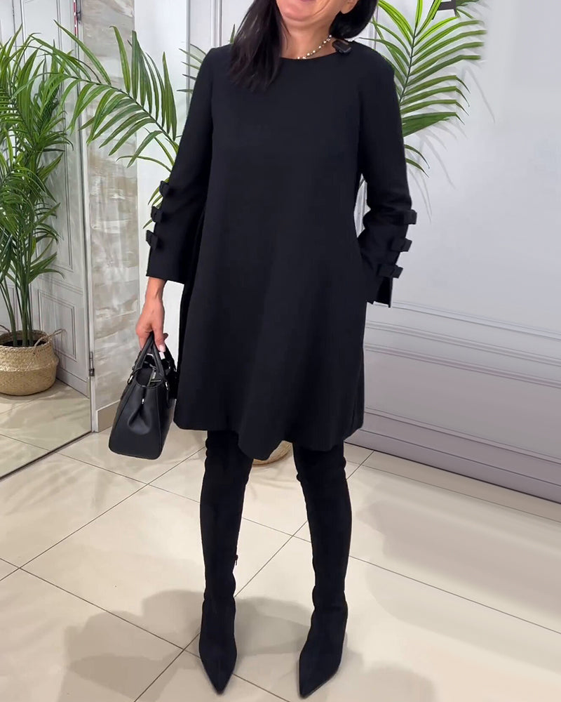Lässiges schwarzes Kleid mit langen Ärmeln - Nora