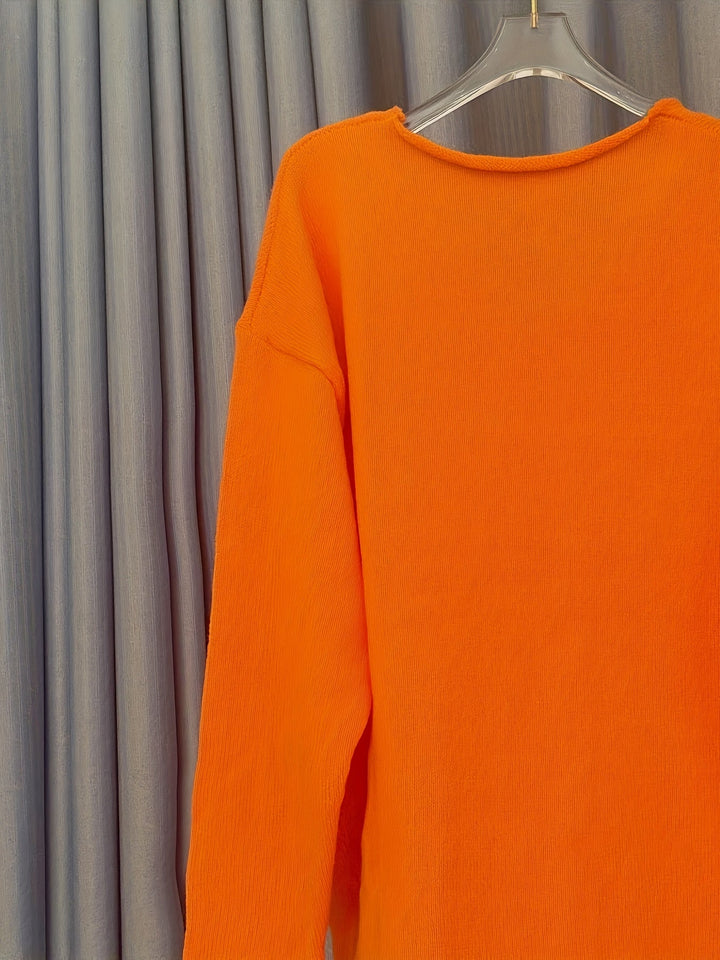 Oversize Damenpullover mit V-Ausschnitt & Mustern – Alenia