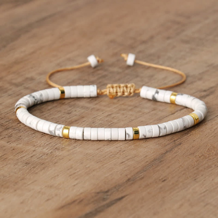 Gevlochten Armband met 2,4 mm Natuurlijke Steen Rollers - Seraphina