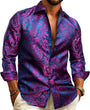 Men's Paisley Jacquard Shirt – Long-Sleeve Style for Weddings & Evening Wear 14