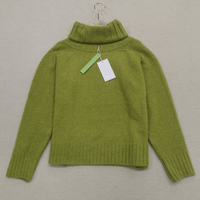 Grasgrüner Oversized Gestrickter Damenrollkragenpullover - Nora