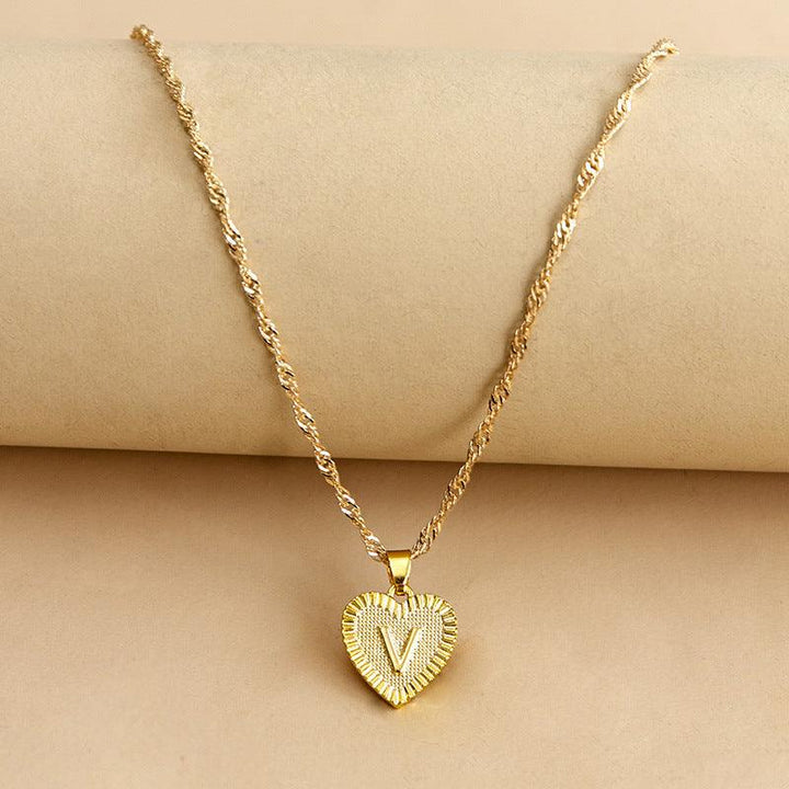 Goldene Initial Herz Anhänger Kette - Amara