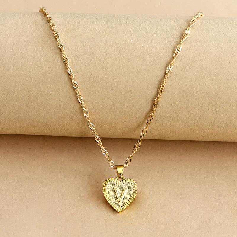 Goldene Initial Herz Anhänger Kette - Amara