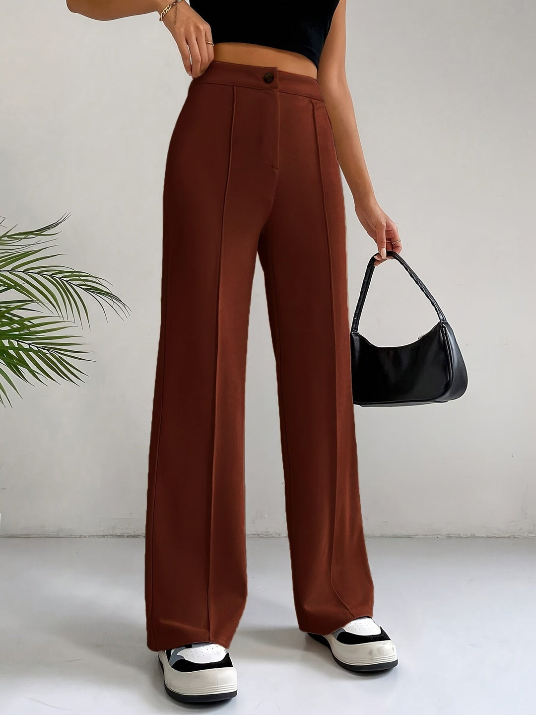 Trendige Damenhose mit hoher Taille und Plissee - Emilia