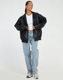 Oversized lockere Leder-Damenjacke – Yara