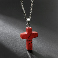 Halskette mit Kreuz aus Natürlichen Edelsteinen - Seraphina
