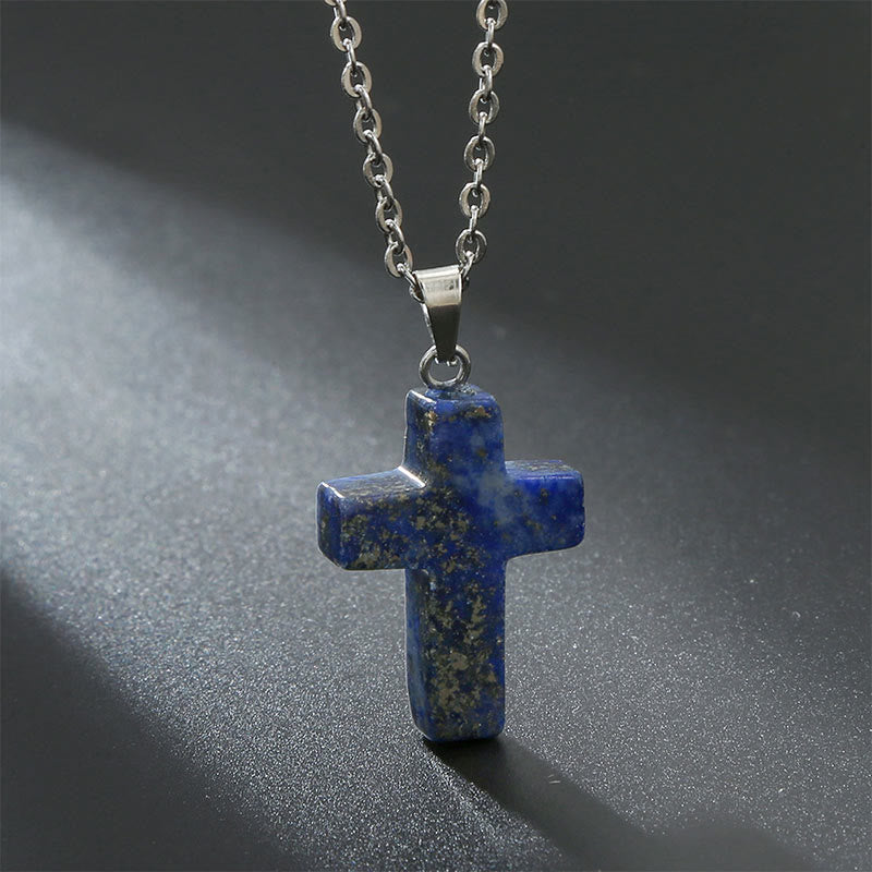Halskette mit Kreuz aus Natürlichen Edelsteinen - Seraphina