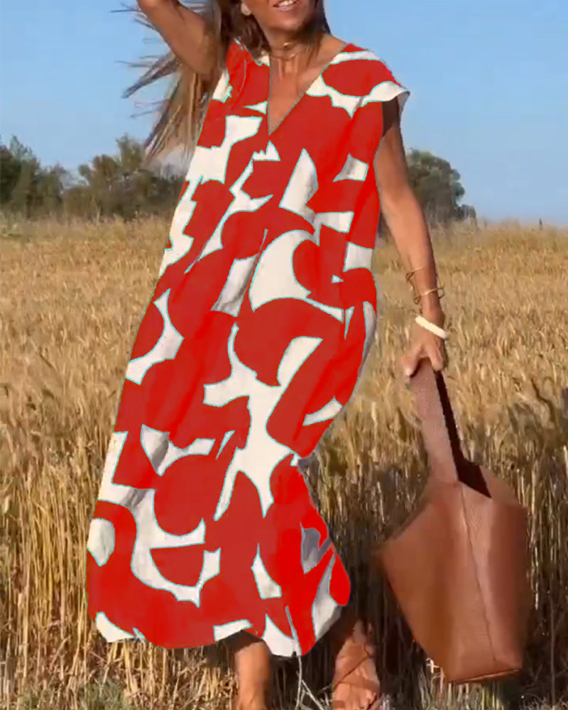 V-Ausschnitt Maxikleid mit Print - Bella