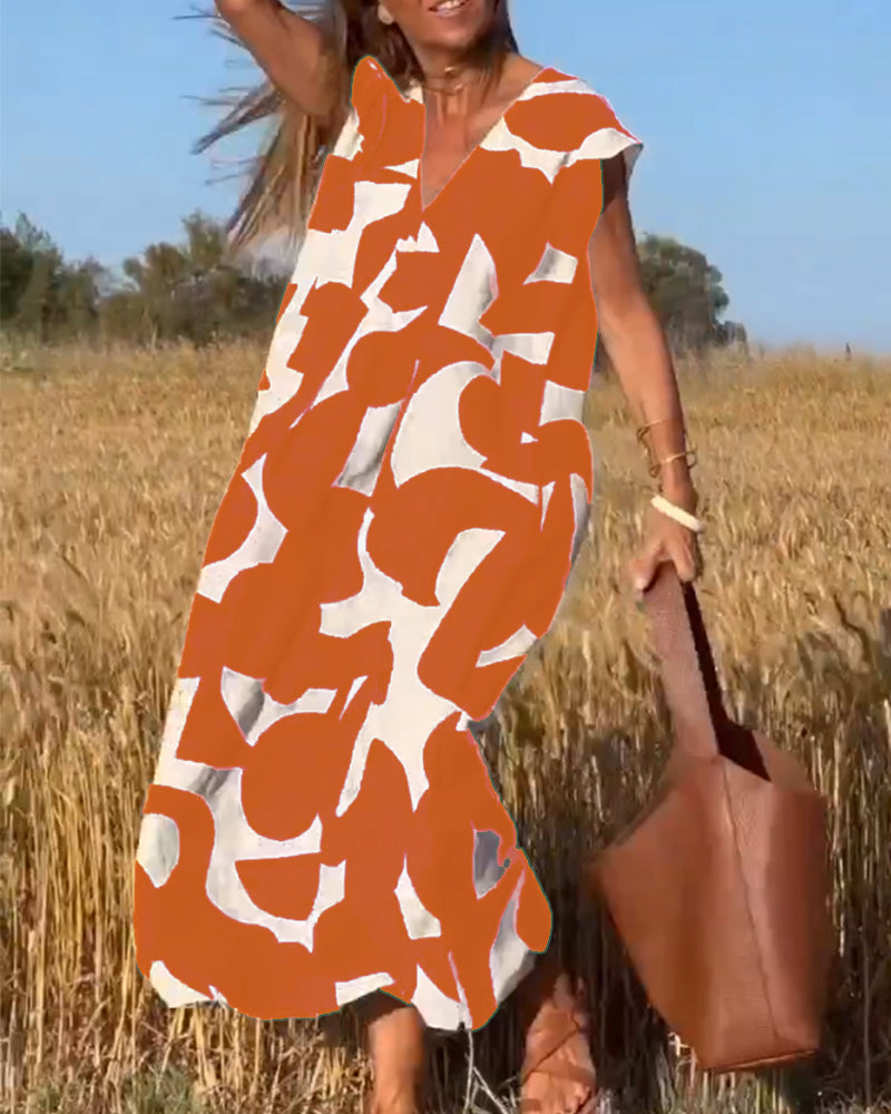 V-Ausschnitt Maxikleid mit Print - Bella