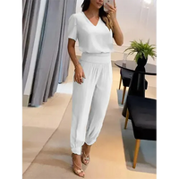 Trendiger Damen-Jumpsuit mit kurzen Ärmeln und weitem Bein - Alina