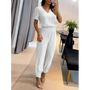 Trendiger Damen-Jumpsuit mit kurzen Ärmeln und weitem Bein - Alina