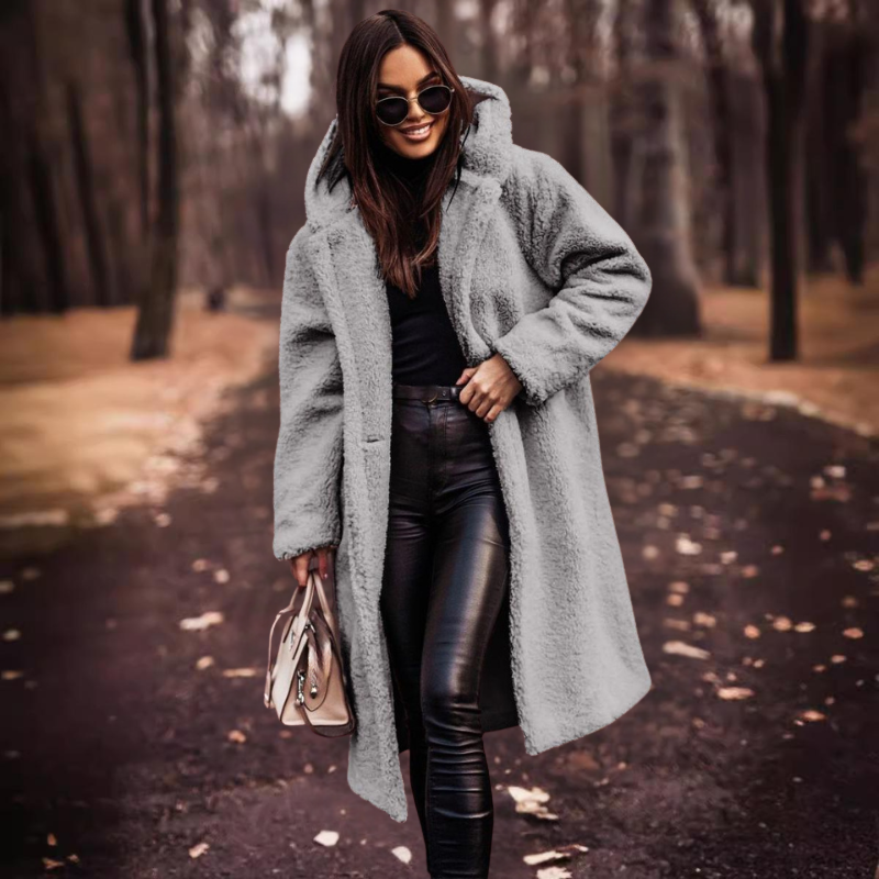 Long Women's Teddy Jacket with Hood – Maren