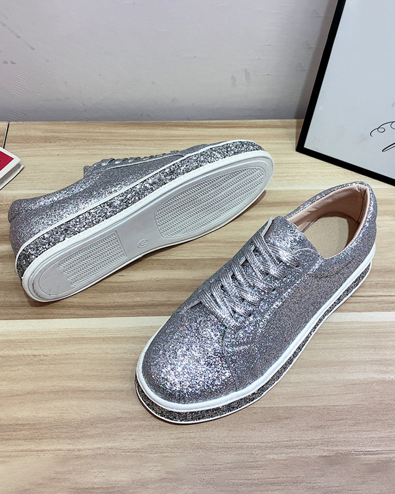 Stilvolle Plateau-Glitzer-Damensneaker - Sienna