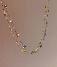 Fijne Gouden/Zilveren Ketting met Kleurrijke Stenen - Ivy