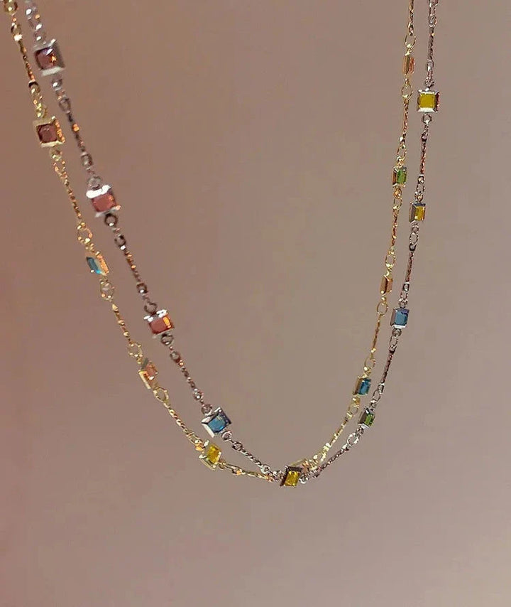Fijne Gouden/Zilveren Ketting met Kleurrijke Stenen - Ivy