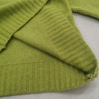 Grasgrüner Oversized Gestrickter Damenrollkragenpullover - Nora