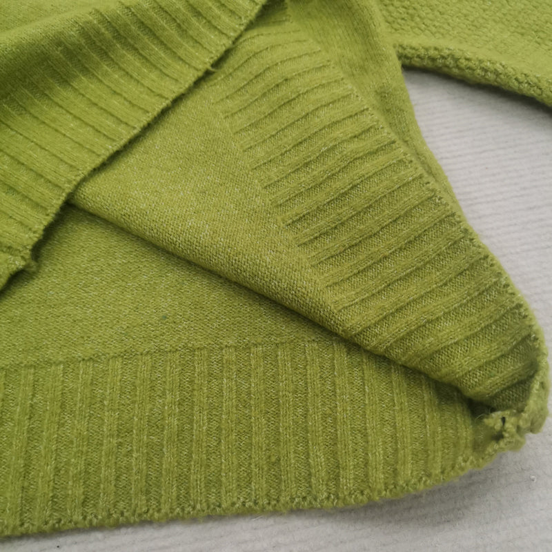 Grasgrüner Oversized Gestrickter Damenrollkragenpullover - Nora
