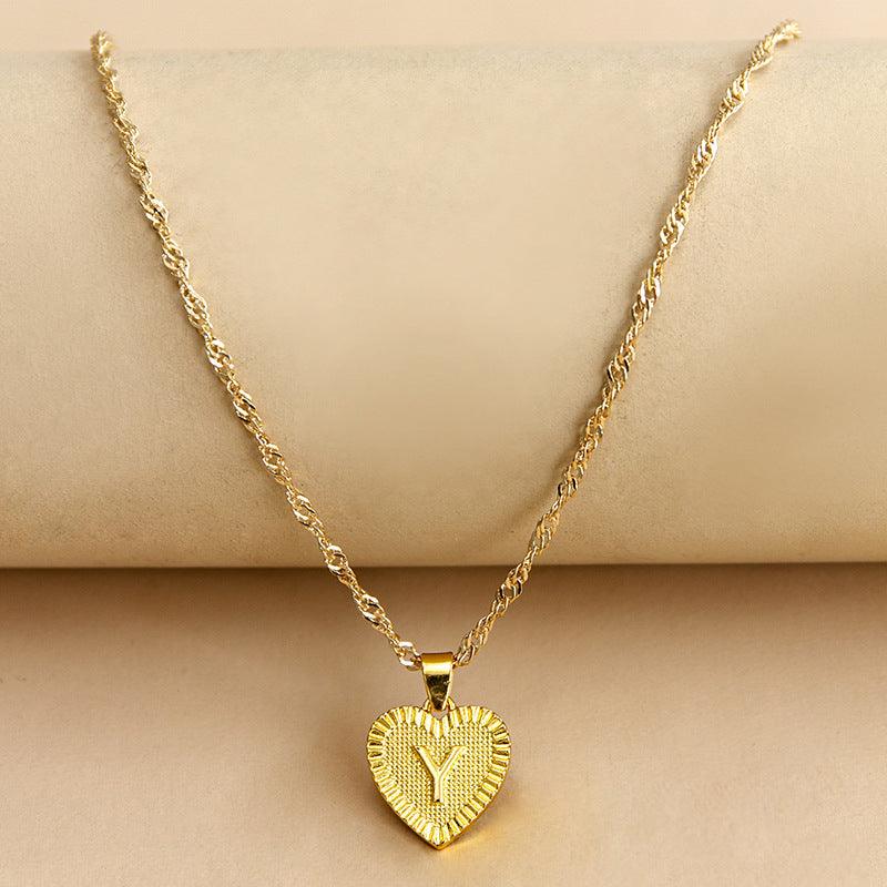 Goldene Initial Herz Anhänger Kette - Amara