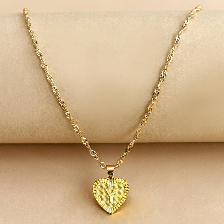 Goldene Initial Herz Anhänger Kette - Amara