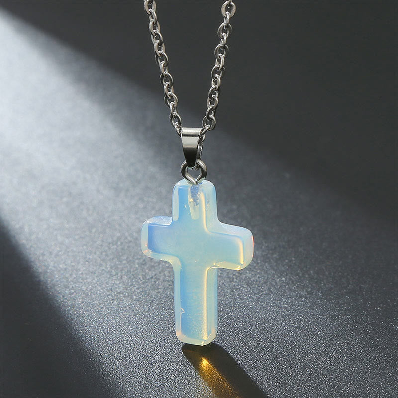 Halskette mit Kreuz aus Natürlichen Edelsteinen - Seraphina