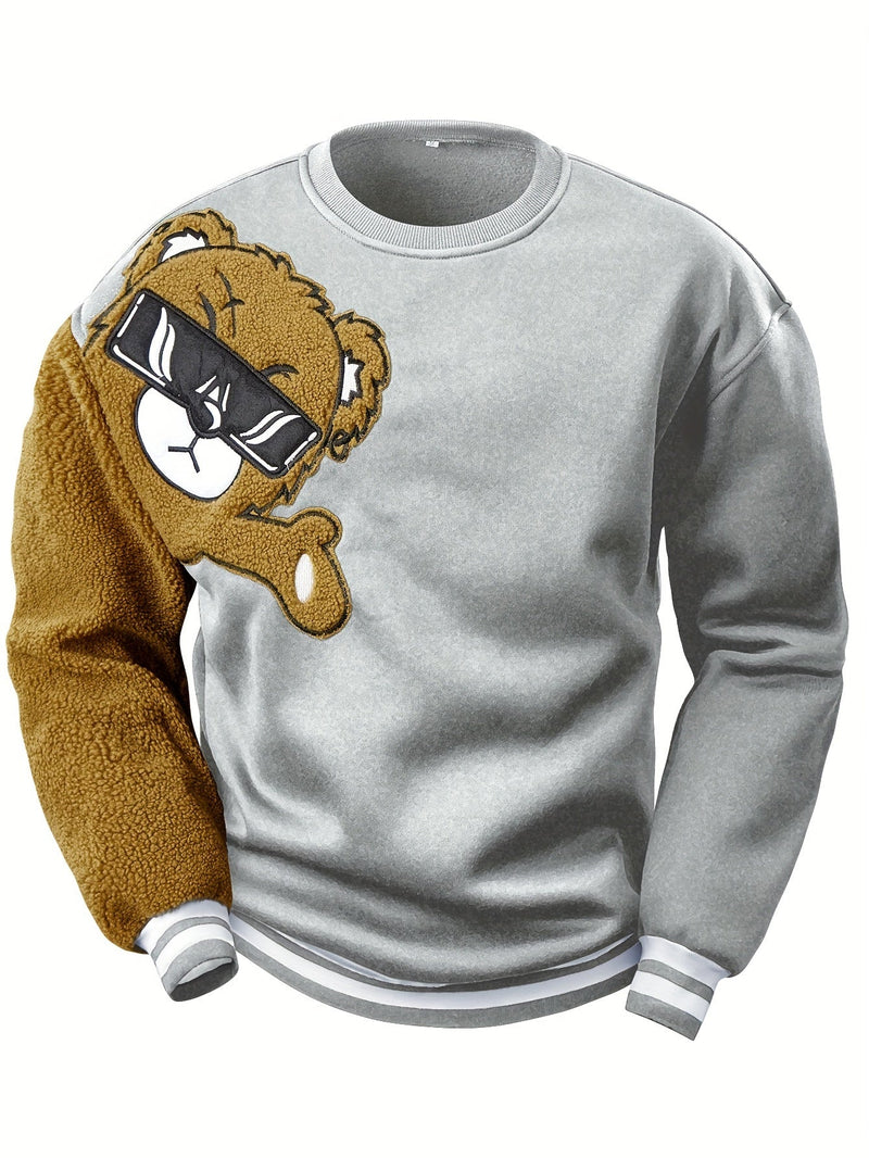 Herren Sweatshirt mit Gesticktem Cartoonbär - Jasper