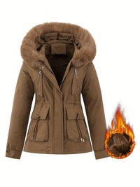 Damen Winterjacke mit Abnehmbarer Fellkapuze - Noëlle