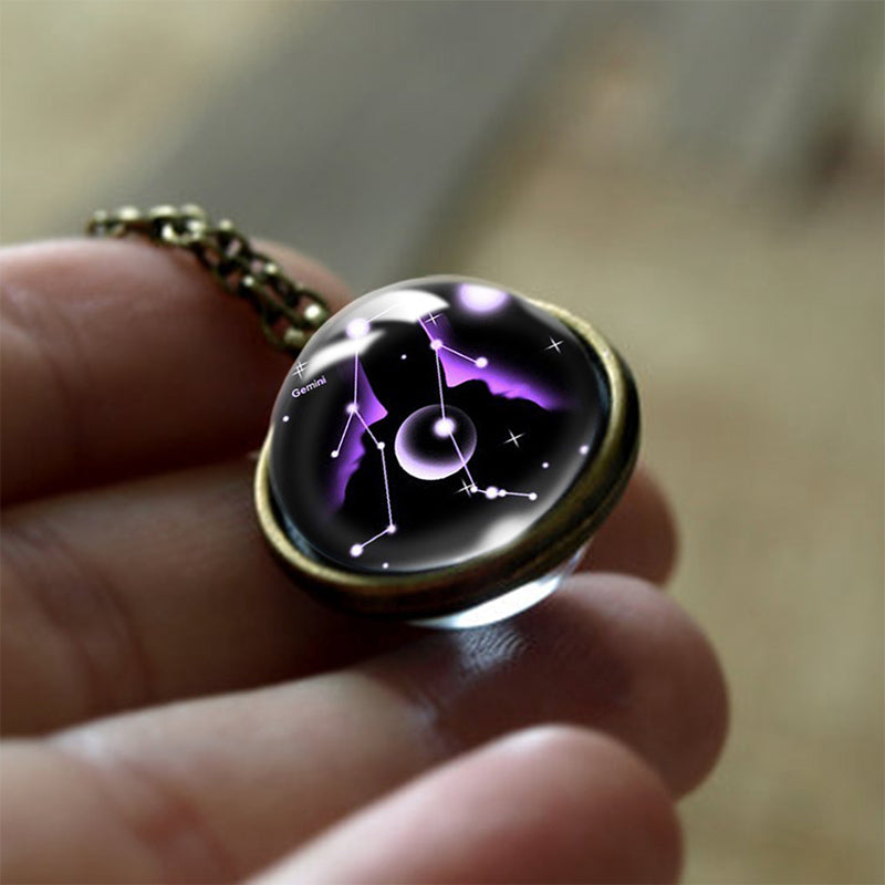 Glass 12 Zodiac Sign Protective Pendant - Sofia