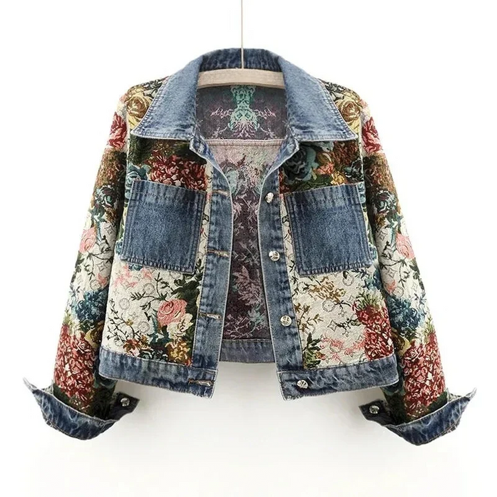Trendige Blumen-Jeansjacke für Damen - Amaline