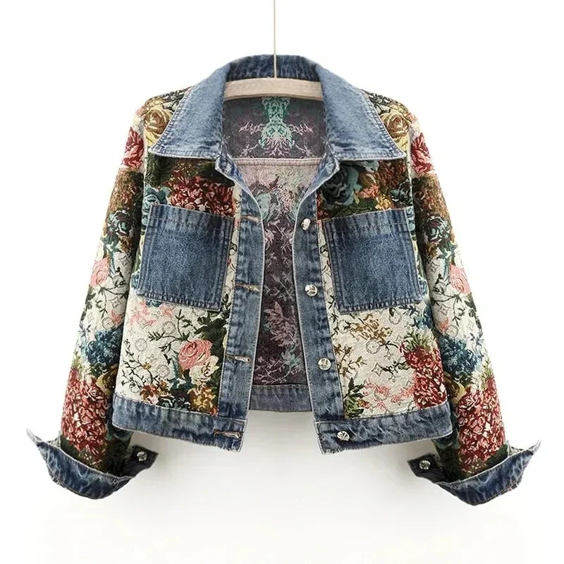 Trendige Blumen-Jeansjacke für Damen - Amaline