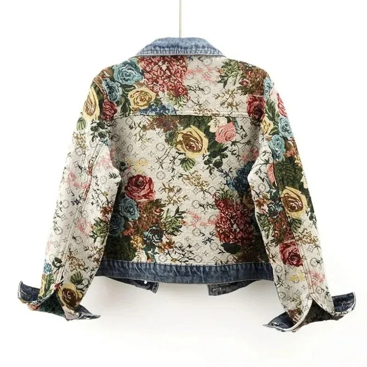Trendige Blumen-Jeansjacke für Damen - Amaline