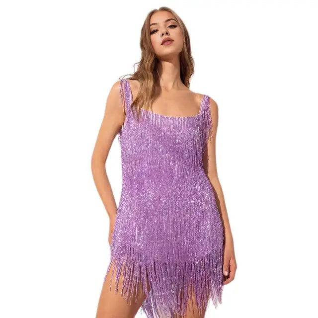 Paillettenkleid mit Fransen für Partys - Luna