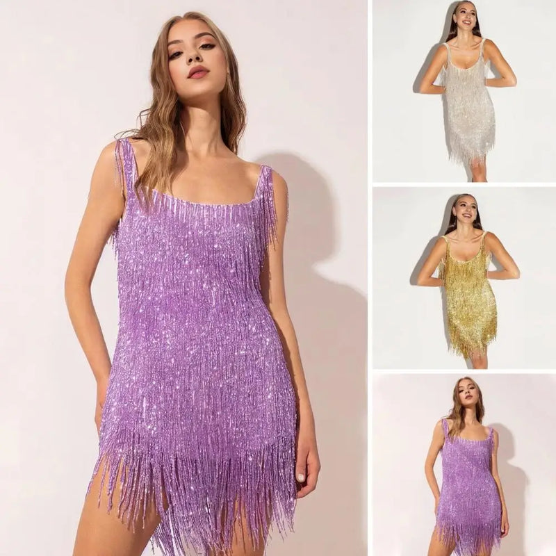 Paillettenkleid mit Fransen für Partys - Luna