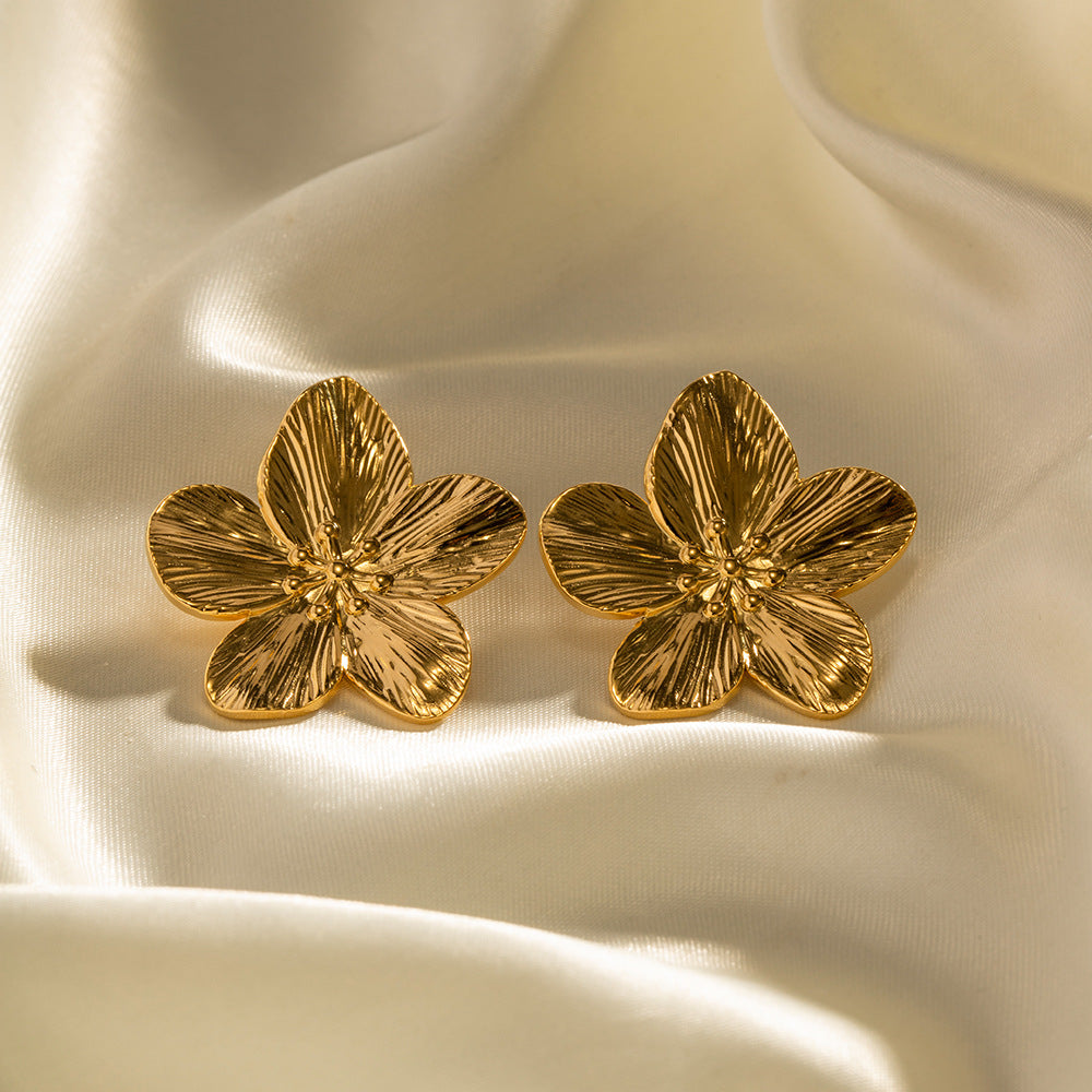 Bloemvormige Gouden Oorbellen - Elara