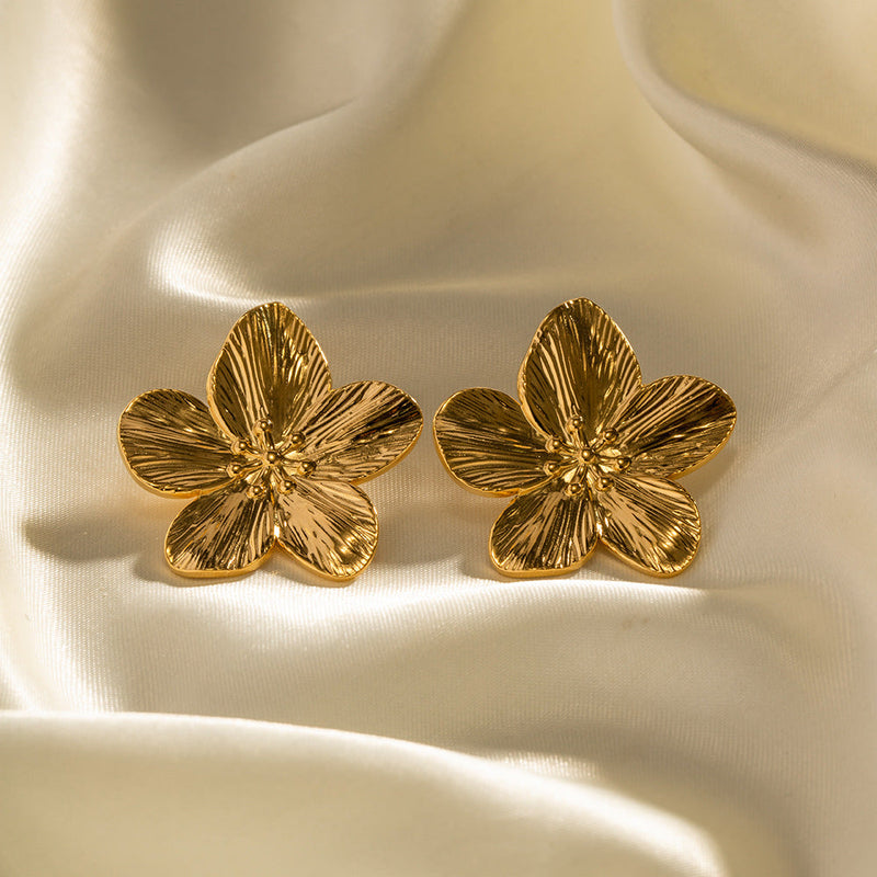 Bloemvormige Gouden Oorbellen - Elara