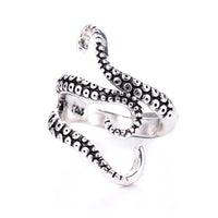 Adjustable Silver Tentacle Ring - Nautilus