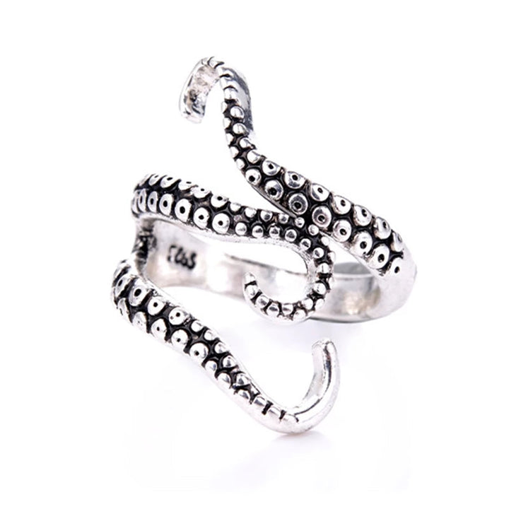 Adjustable Silver Tentacle Ring - Nautilus